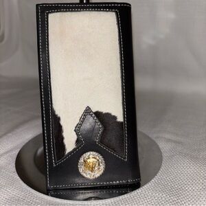 Cowhide Black and White Leather Wallet Rancher, Western, Rustic